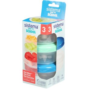 Sistema To Go Mini Bites 3 stk. 130 ml, Blå/Pink/Grøn