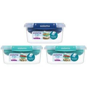 Sistema To Go Stax Madkasser 3 stk. 1L, Minty Teal/Ocean Blue