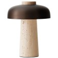 Trådløs Bordlampe H24,5 cm , Beige/Bruneret Messing