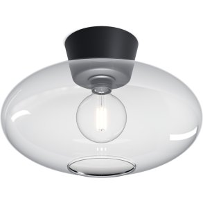 Belid Bullo XL Plafond Ø38 cm, Sort/Klar Glas