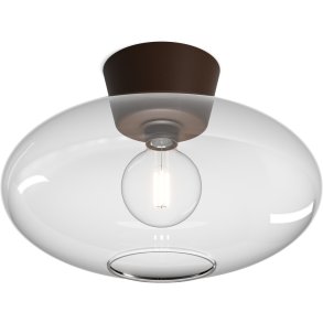 Belid Bullo XL Plafond Ø38 cm, Brun/Klar Glas