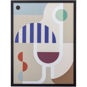 Bloomingville Wine Illustration m. Ramme 32x42 cm, Sort Fyr