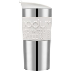 Bodum TRAVEL MUG Rejsekrus m. Kliklåg 35 cl, Hvid/Stål