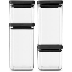 Brabantia Tasty+ Opbevaringsglas Stabelbare 4 stk., Mørkegrå