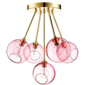 Design By Us Ballroom Molecule Plafond Ø68 cm, Rosa/Guld
