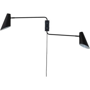 Dyberg Larsen Cale Væglampe m. 2 Arme H46 cm, Sort