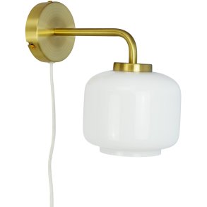 Dyberg Larsen Arp Væglampe 25,5 cm, Opal Hvid/Mat Messing
