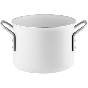 Eva Trio White Line Gryde m. Keramisk Slip-Let Belægning 16 cm/2,5 L, Hvid Recycled Stål