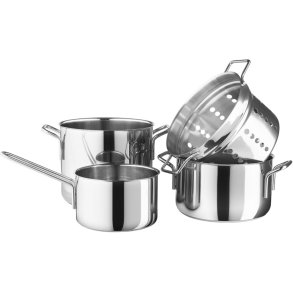 Eva Trio Stainless Steel Grydesæt & Pastaindsats 5 Dele, Recycled Stål