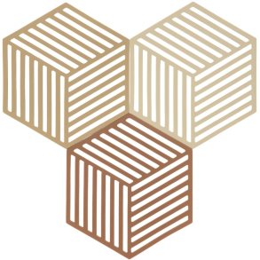 Zone Denmark Hexagon Bordskåner 3 stk, Khaki/Warm Sand/Almond