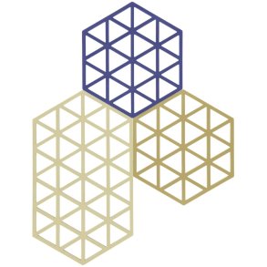 Zone Denmark Hexagon Bordskåner 3 stk, Khaki/Warm Sand/Indigo