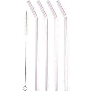 Lyngby Glas Sugerør 4 stk. 21,5 cm, Pink