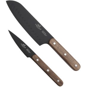 Lion Sabatier Phenix Walnut Knivsæt 2 Dele, Sort/Valnøddetræ