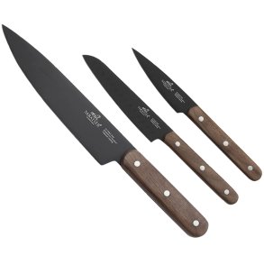 Lion Sabatier Phenix Walnut Knivsæt 3 Dele, Sort/Valnøddetræ
