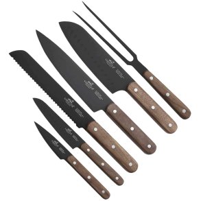 Lion Sabatier Phenix Walnut Knivsæt 6 Dele, Sort/Valnøddetræ