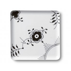 Royal Copenhagen Sort Mega Riflet Firkantet Tallerken 20 cm