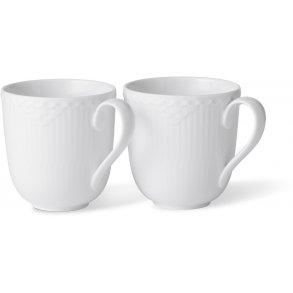 Royal Copenhagen Hvid Riflet Halvblonde Krus 2 stk. 37 cl