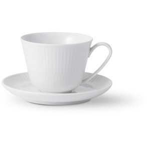 Royal Copenhagen Hvid Riflet Kop m. Underkop 24 cl