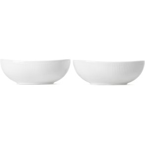 Royal Copenhagen Hvid Riflet Oval Skål 2 stk. 37 cl