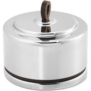 Georg Jensen Manhattan Boks Rund Ø8 cm, Blankt Stål/Læder