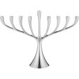 Menorah-lysestage H27 cm, Blankt Stål