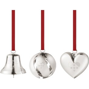 Georg Jensen Gavesæt m. Klokke, Kugle og Hjerte 3 stk, Palladium