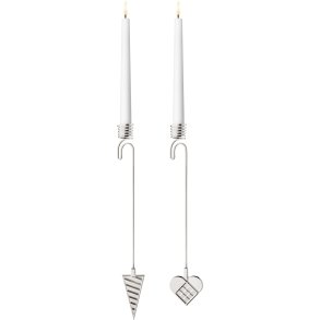 Georg Jensen Lyseholdersæt Kræmmerhus/Julehjerte 2025 2 stk, Palladium