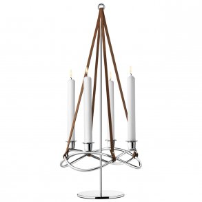 Georg Jensen Season Forlænger til Lysestage 60,8 cm, Blankt Stål/Læder