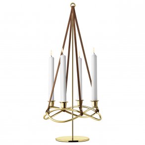 Georg Jensen Season Forlænger til Lysestage 60 cm, Forgyldt/læder