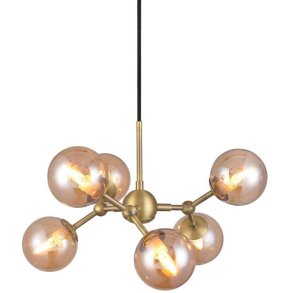 Halo Design Atom Mini Lysekrone Ø45 cm, Amber/Antique Messing