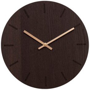 Hemverk Vægur Ø28 cm, Mørk Eg/Kobber