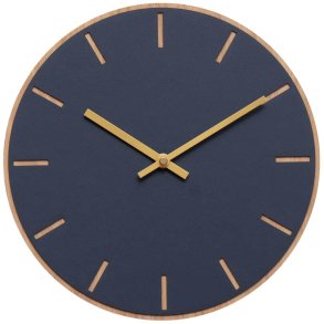 Hemverk Vægur Ø28 cm, Smokey Blue/Guld/Eg
