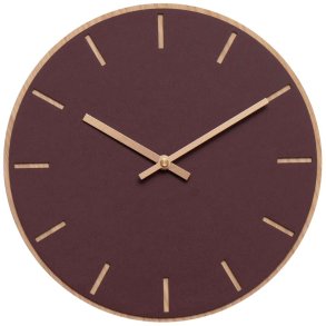 Hemverk Vægur Ø28 cm, Burgundy/Kobber/Eg