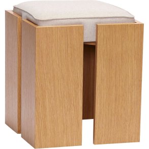 Hübsch Forma Skammel H46 cm, Grå/Egetræsfiner