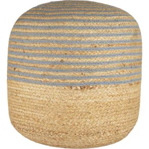 Ib Laursen Puf 40 cm, Jute/Blå