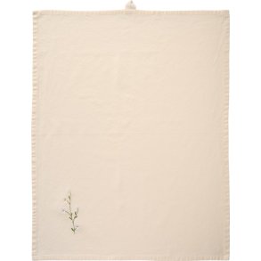 Ib Laursen Flora Viskestykke Hvide Margueritter 50x70 cm, Butter Cream