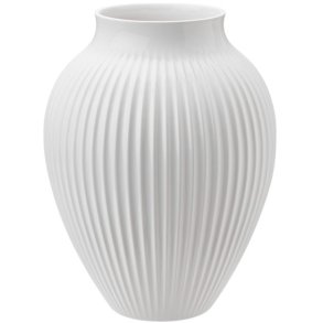 Knabstrup Keramik Vase m. Riller 20 cm, Hvid