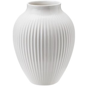 Knabstrup Keramik Vase m. Riller 12,5 cm, Hvid