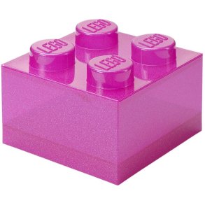 LEGO Opbevaringsklods 4-knops 25 cm, Glitter Pink