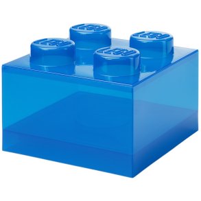 LEGO Opbevaringsklods 4-knops 25 cm, Blå Gennemsigtig