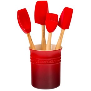 Le Creuset Redskabskrukke m. 4 Redskaber H14,8 cm, Cerise