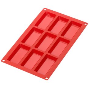 Lékué Kageform Financier 9 Huller 30 cm, Rød
