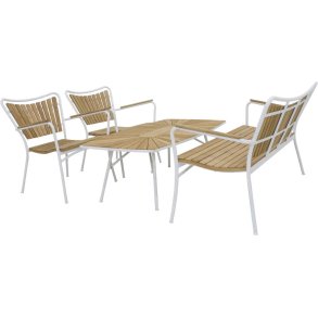Mandalay Marguerit Loungesæt m. 2 Stole og 1 Sofa 130 cm, Hvid