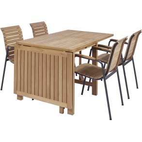Mandalay Cambridge Havemøbelsæt Klapbord m. 4 Bellevue Stole, Antracit