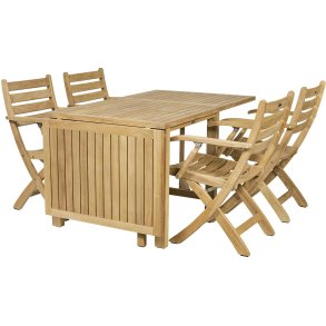Mandalay Cambridge Havemøbelsæt Klapbord m. 4 Dian Foldestole, Teak