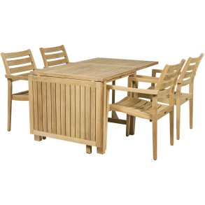 Mandalay Cambridge Havemøbelsæt Klapbord m. 4 York Stole, Teak