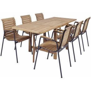 Mandalay Cambridge Havemøbelsæt Klapbord m. 6 Bellevue Stole, Antracit