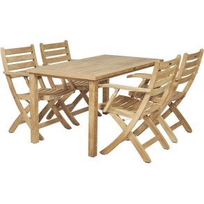 Mandalay Cambridge Havemøbelsæt m. 4 Dian Foldestole 140 cm, Teak
