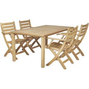 Mandalay Cambridge Havemøbelsæt m. 4 Dian Foldestole 160 cm, Teak