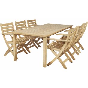 Mandalay Cambridge Havemøbelsæt m. 6 Dian Foldestole 200 cm, Teak
